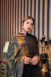 Black Co-Ord Set With Ghalib Poetry Orange & Black Dupatta