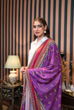 White Co-Ord Set with Hangma Purple Dupatta