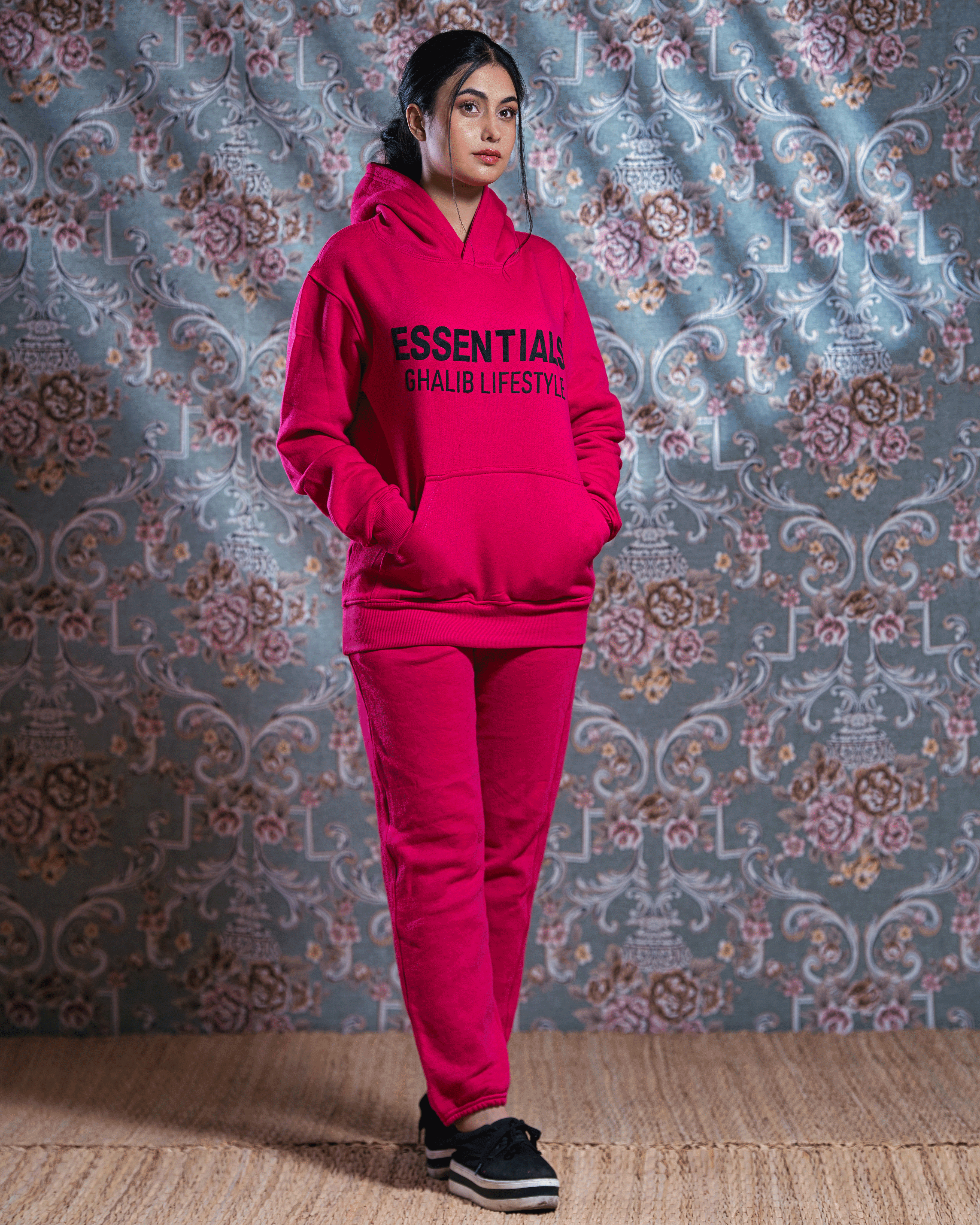 Fushia Pink Hoodie Track Suit Ghalibelifestyle Essentials