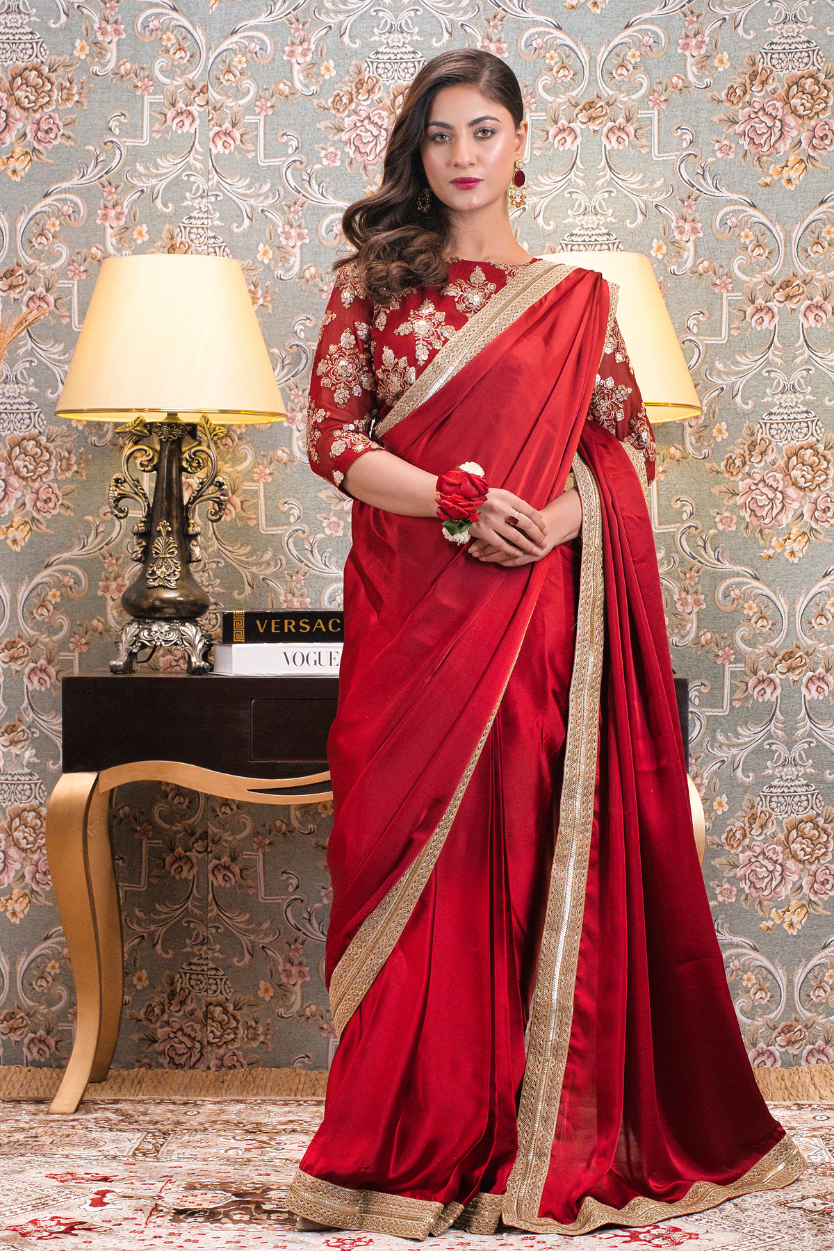Mahroon Saree