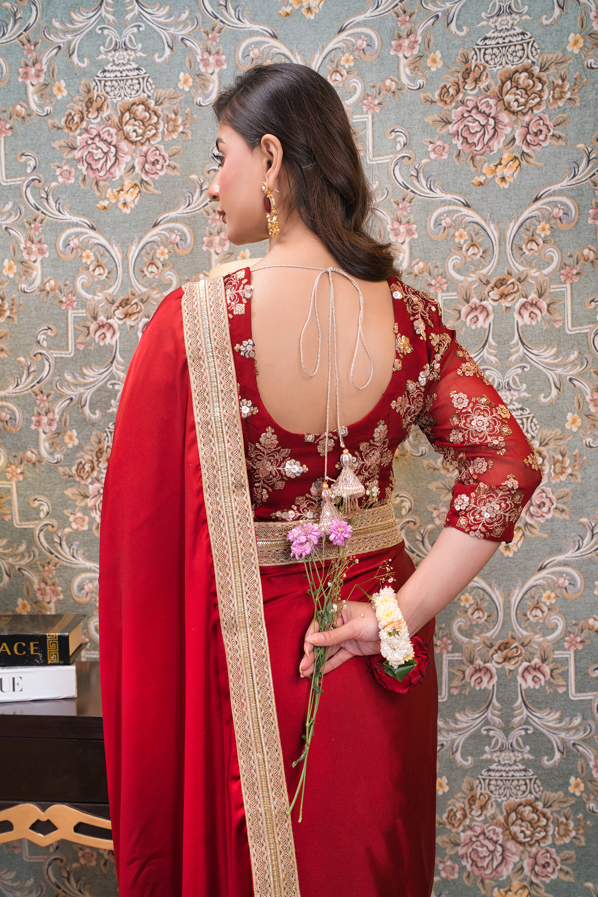 Mahroon Saree