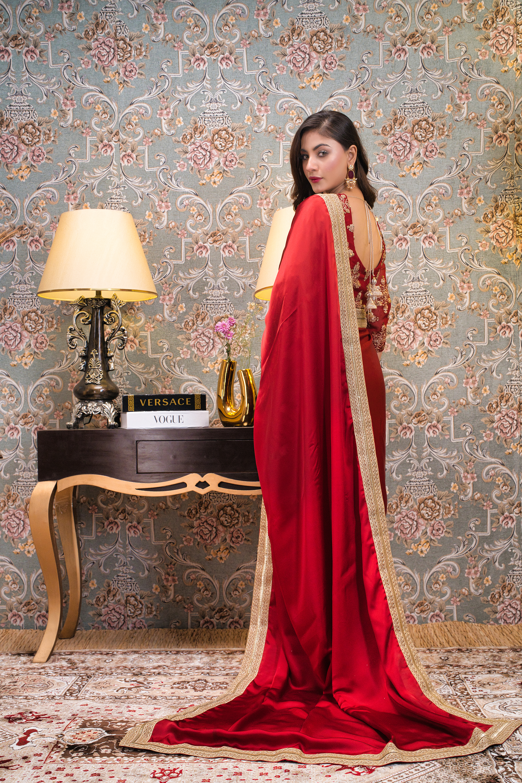 Mahroon Saree