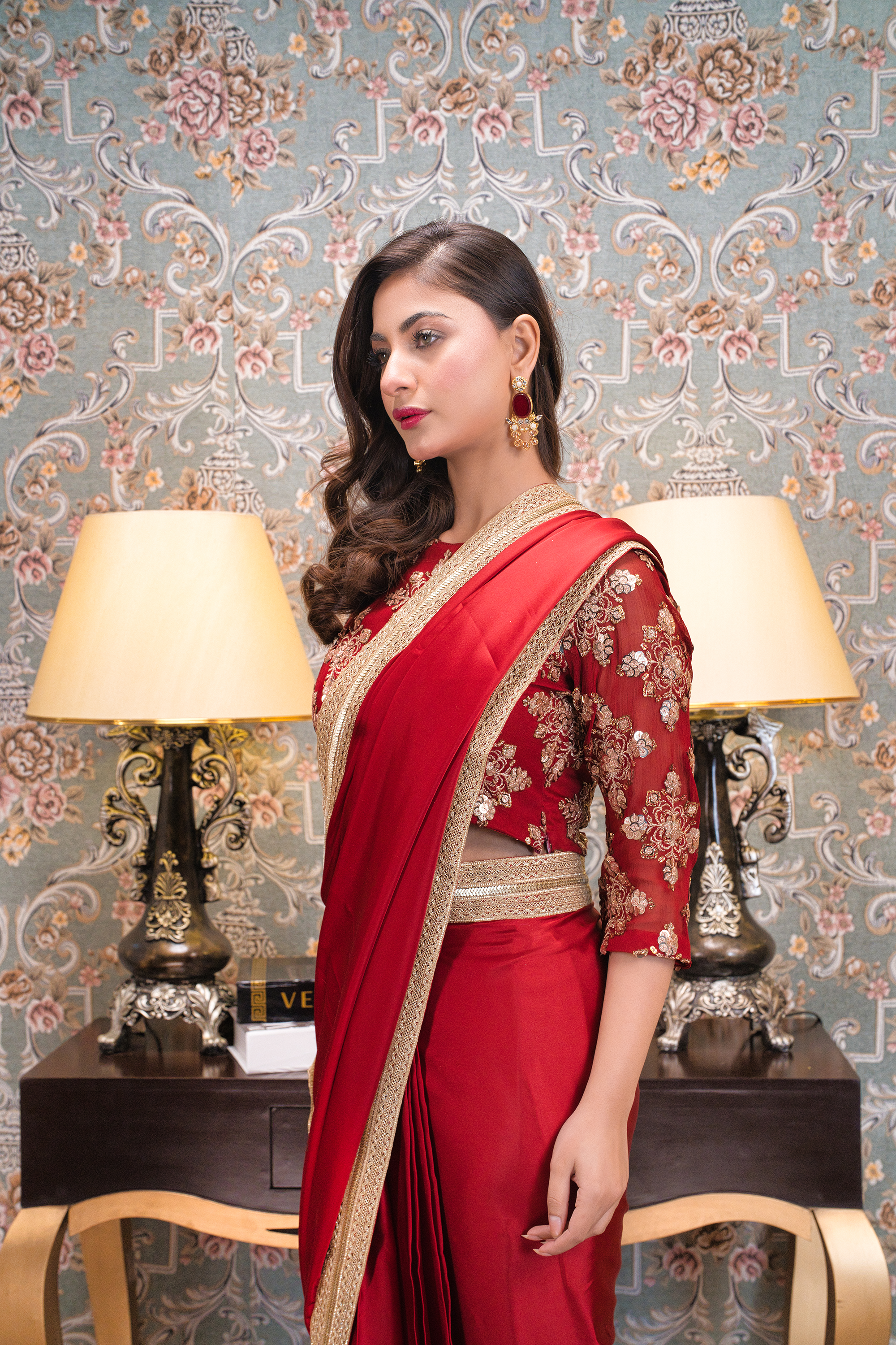 Mahroon Saree