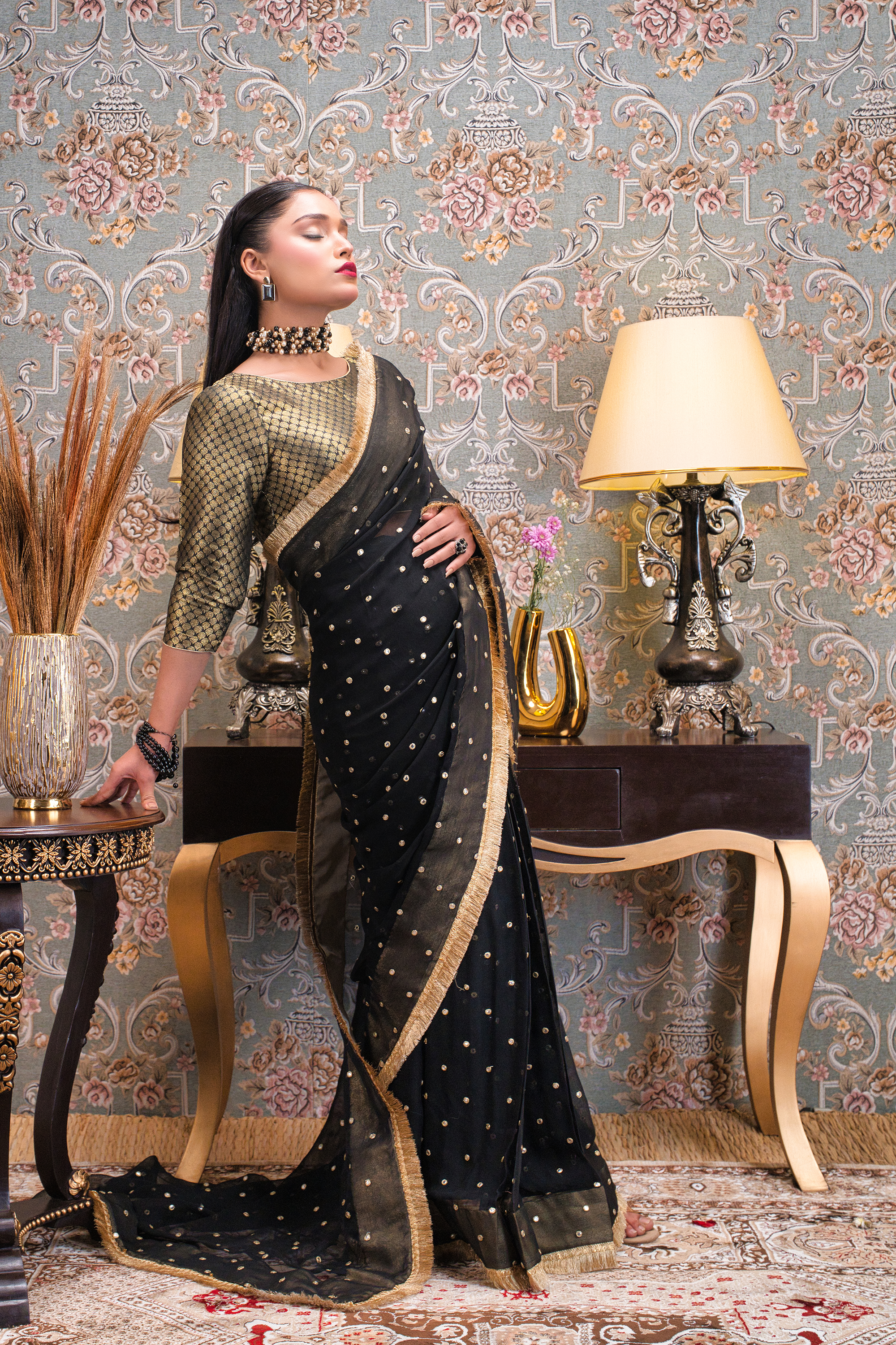 Ghalib Black Saree