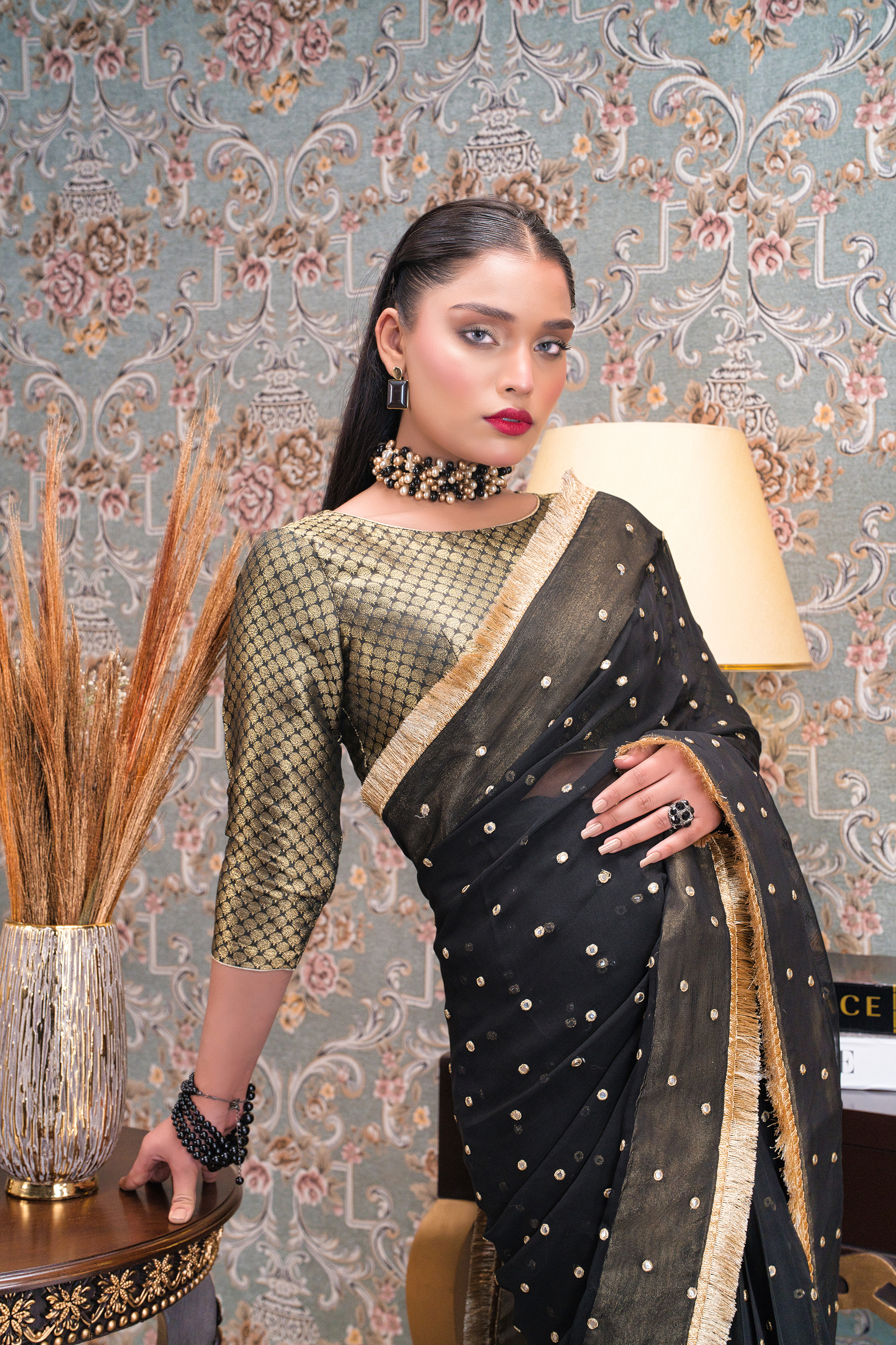 Ghalib Black Saree