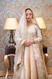 Double Layer Round Neck Maxi With Net Dupatta