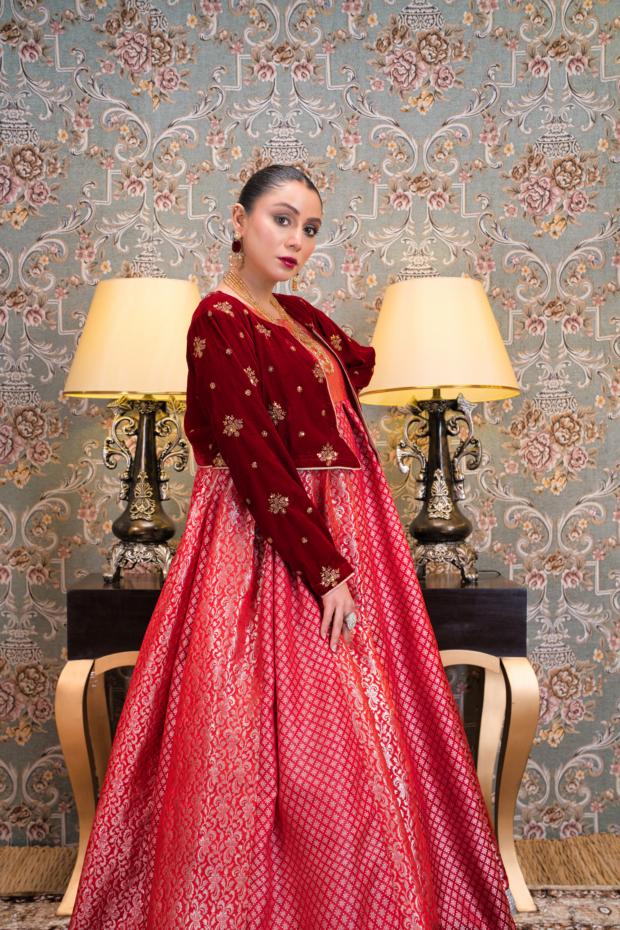 Round Neck Gathered Maxi With Jacket